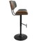 Lombardi Mid-Century Modern Adjustable Barstool in Walnut with Faux Leather